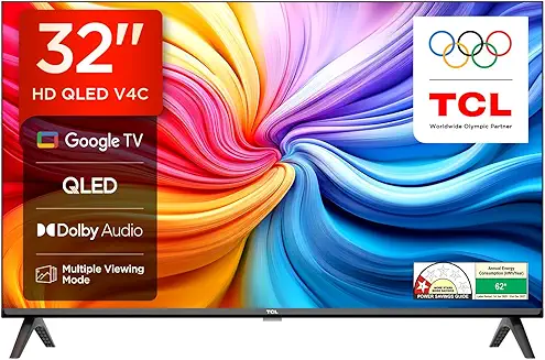 TCL 80 cms (32 inches) V4C Series HD Ready Smart QLED Google TV 32V4C