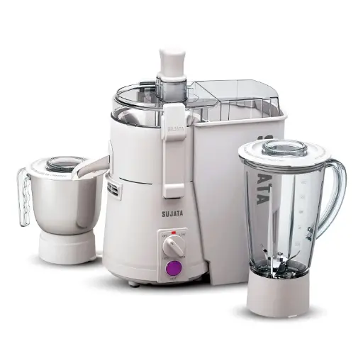 Sujata Powermatic Plus Juicer Mixer Grinder|900 Watts Double Ball Bearing Motor|22000 RPM|Non-Stop 90 Mins Running|2 Jars including 1750ml Blender, 1000ml.